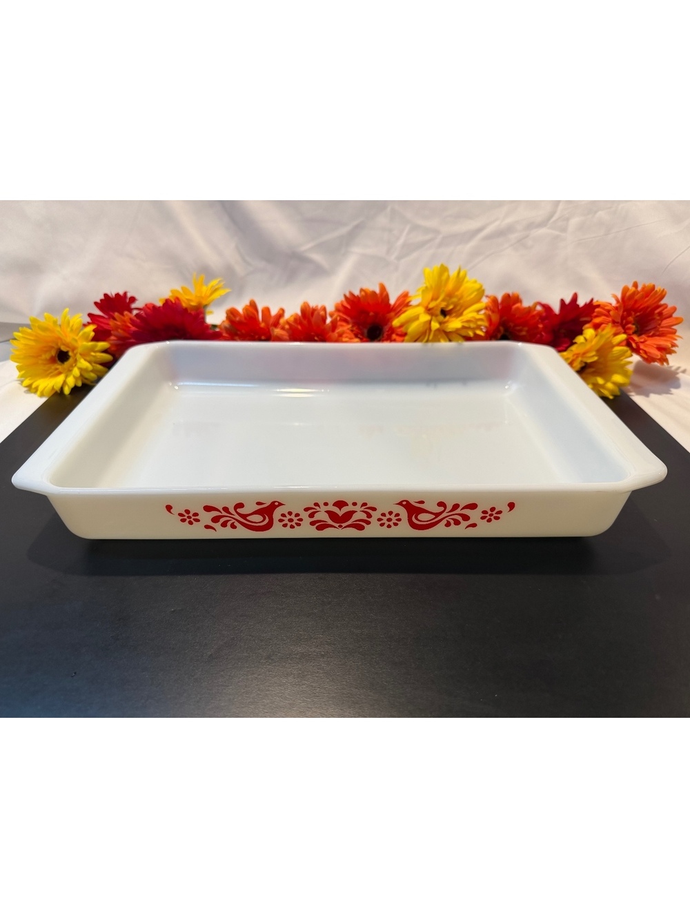 Vintage Pyrex Friendship 933 Red Birds 3 Qt Lasagna Baking Pan